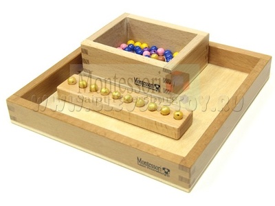 Игровой набор Монтессори "Форма для перекладывания 10 бусин с подносом"