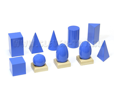 Геометрические тела 10 шт, 3 подставки