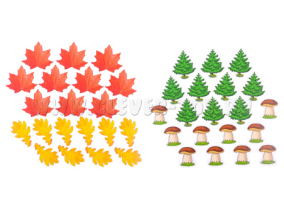 Набор магнитных карточек для устного счёта: листья, ёлочки и грибы*